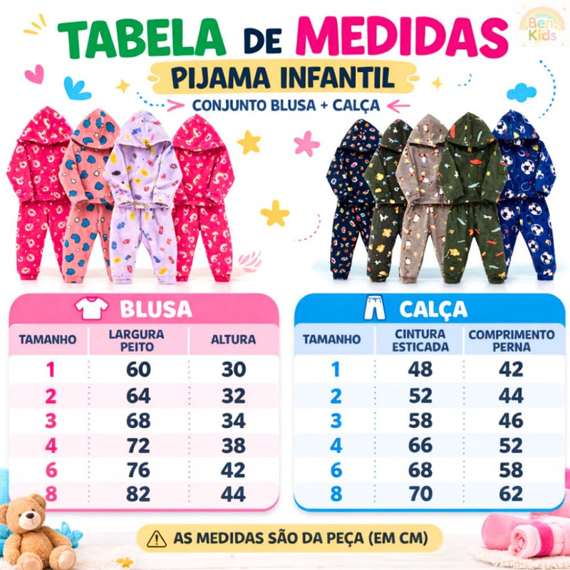 Pijama Infantil Ultra Soft™ - Quentinho, Confortável e Brilha no Escuro ✨