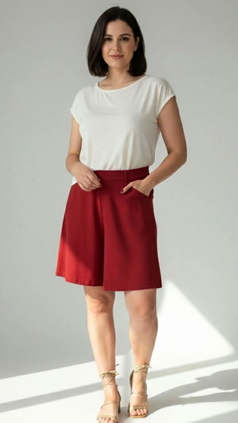 Shorts Feminino Confort Fit – Malha Premium com Cós Elástico